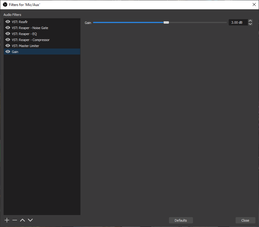 Final audio filter chain