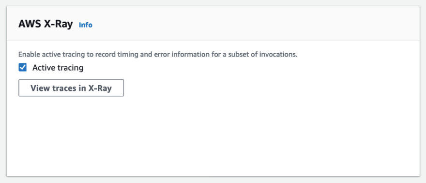 AWS Lambda X-Ray configuration toggle