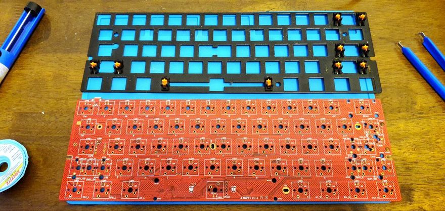 The PCB and plate separated.