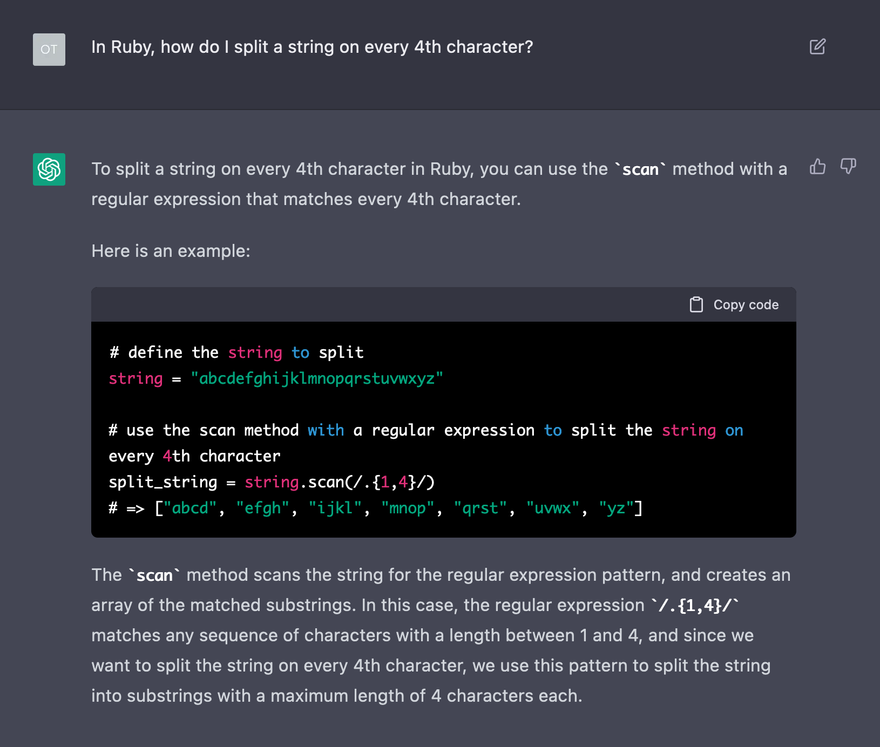 ChatGPT on how to collect characters into fixed size groups